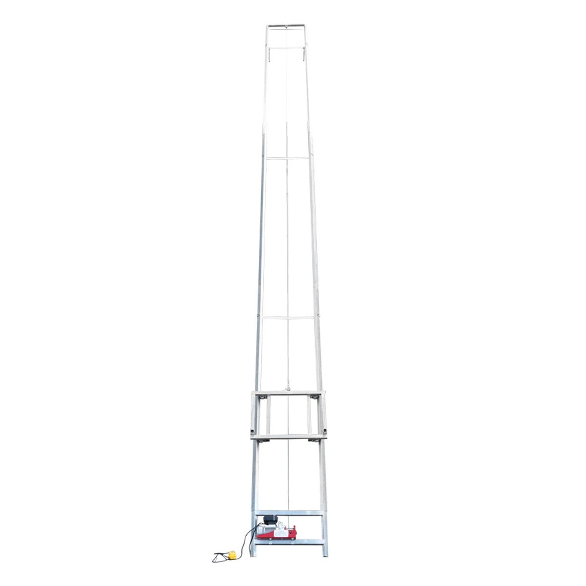 Electric lift with mobile cart and remote control for raising photovoltaic solar panels up to 19m