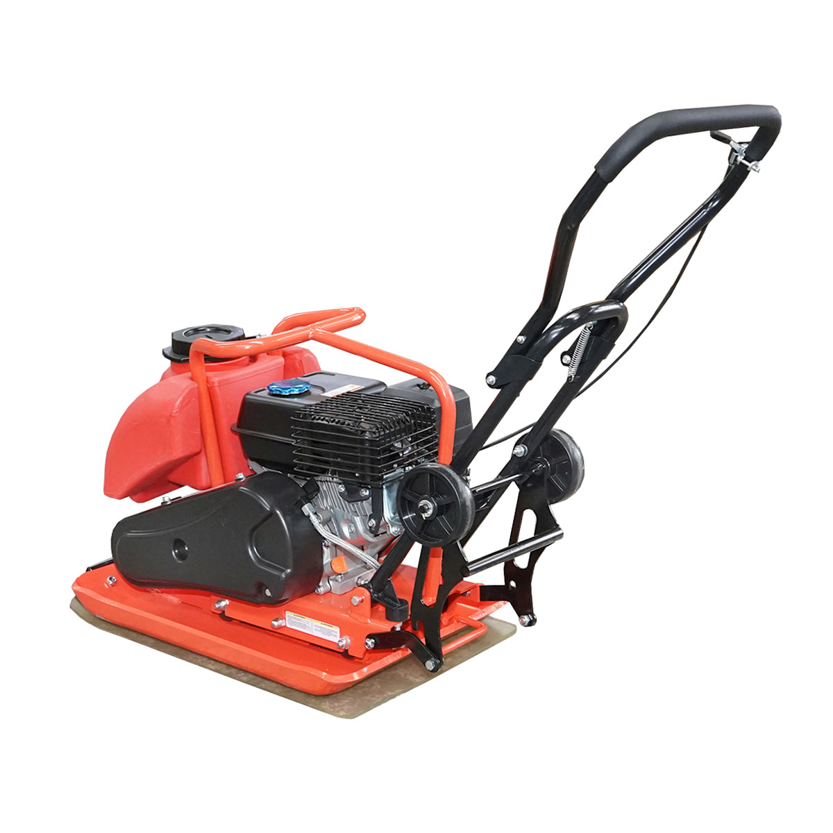 C100-A plate compactor with a working surface of 690x460mm, standard euro 5 engine, 196CC/6.5HP, 5400 RPM, 106Kg with Breckner Germany water tank.