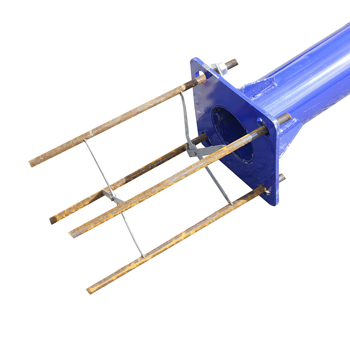 5m steel light pole with horizontal arm and concrete mounting flange