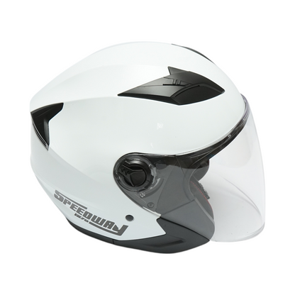 White jet-type motorcycle helmet, urban model with a transparent visor and sunglasses, size L.