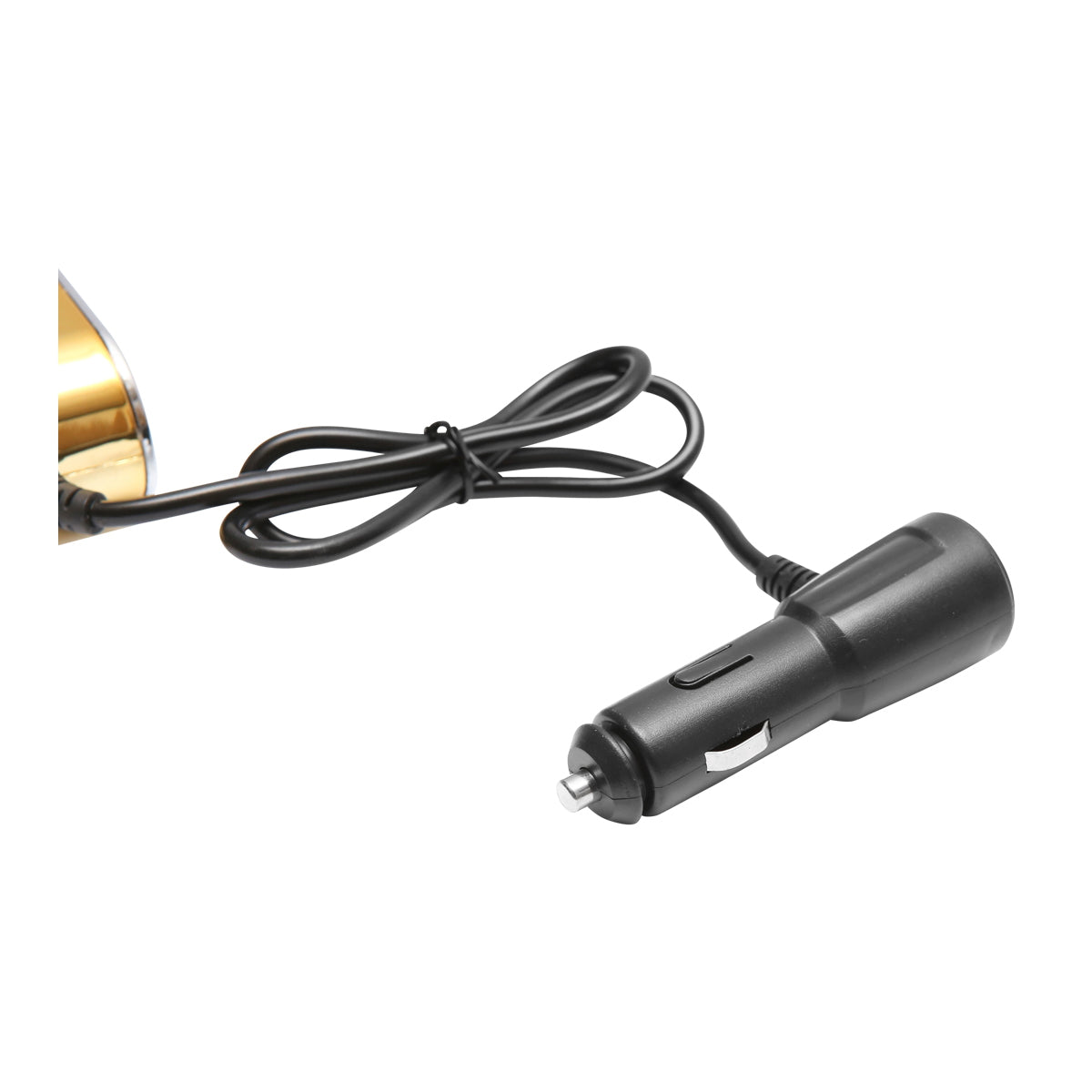 Triple car lighter adapter 12/24V gold with individual switch and 1 USB port 5V 2.1A
