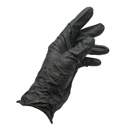 Black nitrile gloves, powder-free, with textured fingers, size L, 100 pcs/box
