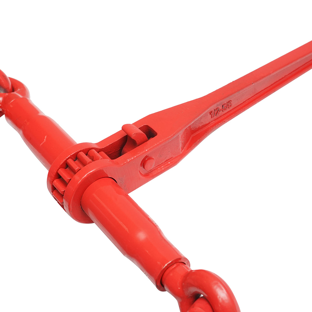 Anchor chain for heavy machinery with a ratchet tensioning device, load capacity 10T, chain length 4m, link thickness 13mm.