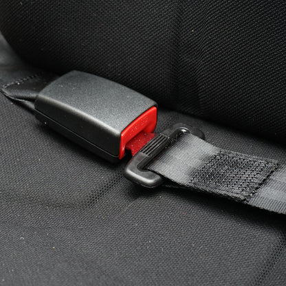 Black adjustable tractor seat with armrest, headrest, seatbelt, and mechanical suspension, seat width 455mm