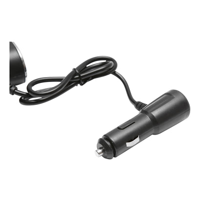 Triple car lighter adapter 12/24V black with individual switch and 1 USB port 5V 2.1A