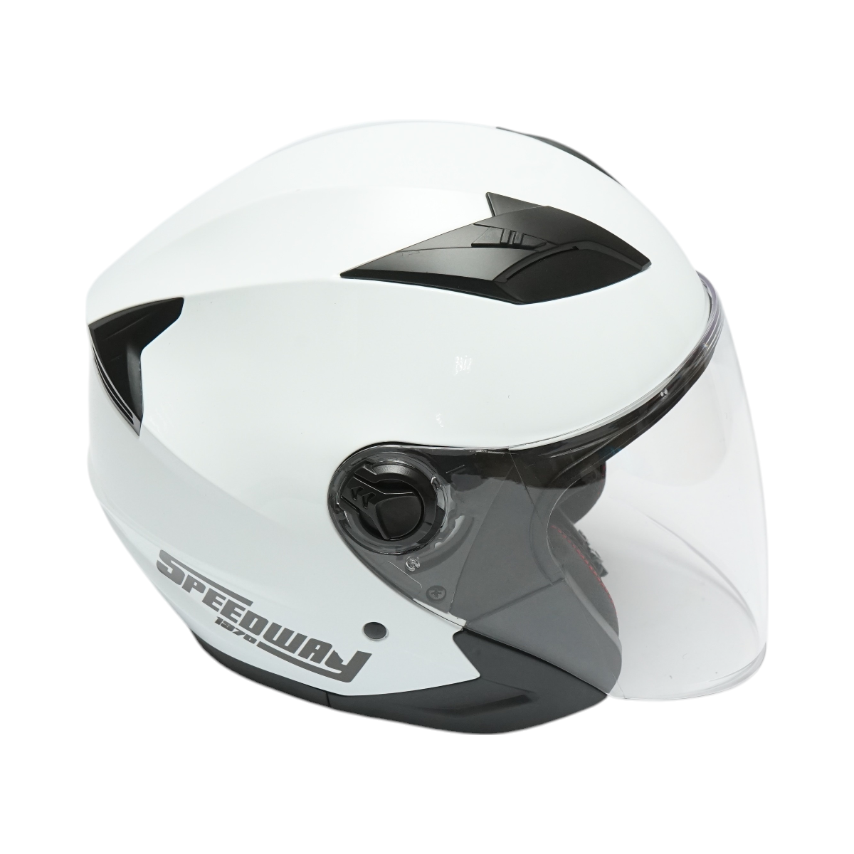 White jet-type motorcycle helmet, urban model with a transparent visor and sunglasses, size XL.