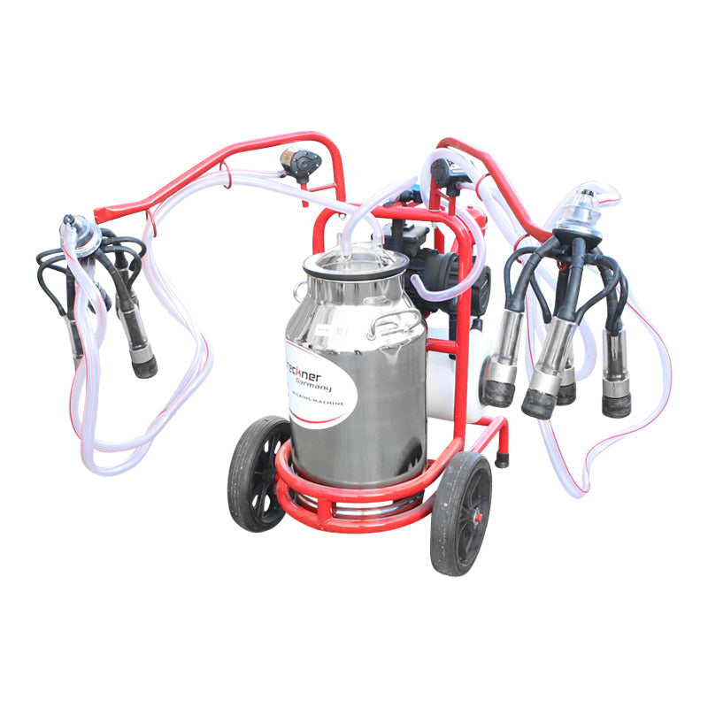 Milk milking machine 2-poster 40L stainless steel tank with bottle, vacuum reservoir Breckner Germany