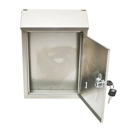 Stainless steel mailbox 320X230X90mm with 2 keys and mounting accessories