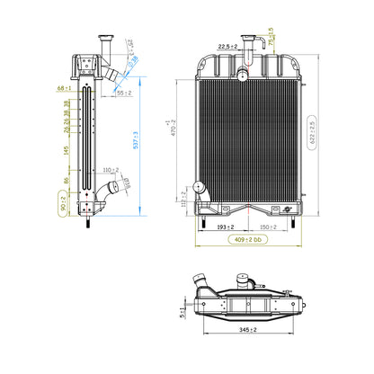 Water cooling radiator for Massey Ferguson Perkins engine OEM codes 1672862M91, 1680547M92, 150-15, 1672861M93