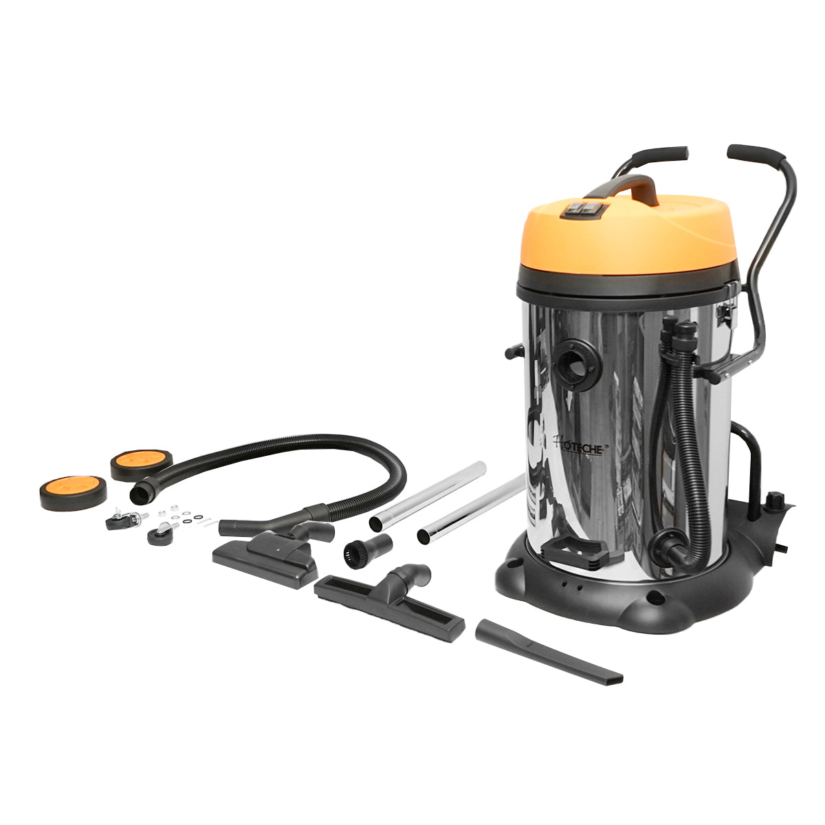 Professional industrial wet/dry vacuum cleaner volume 75L power supply voltage 220V, power 2x1200W stainless steel body Hoteche