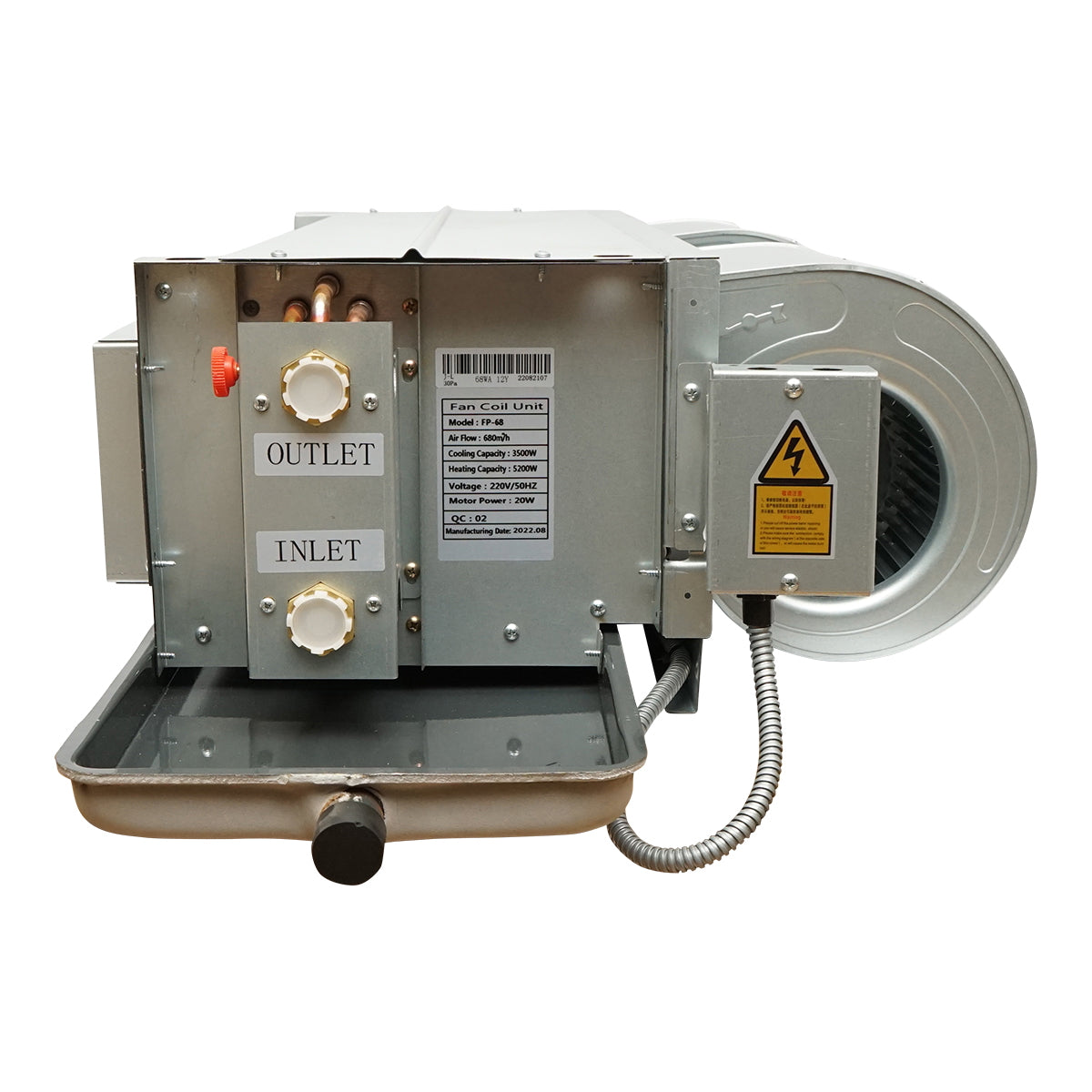 Ventiloconvector 3.5/5.2KW duct type FP-68 for ceiling, 2 pipe system Fan Coil Unit