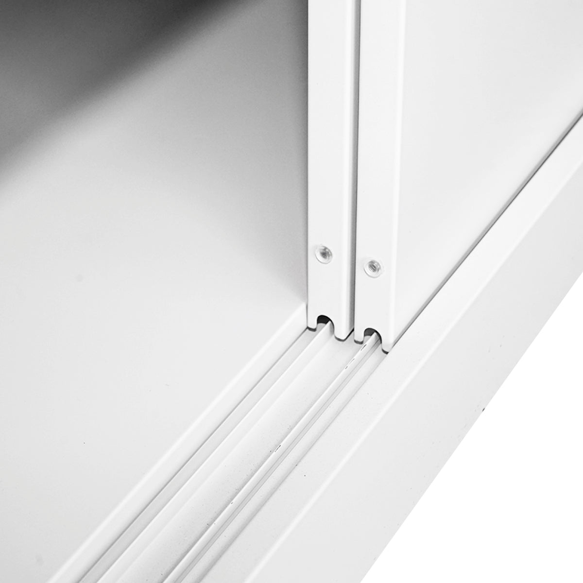 Metal locker cabinet 1900x1200x450mm with 2 secured sliding doors, 4 shelves, max 50kg/shelf, gray Breckner Germany