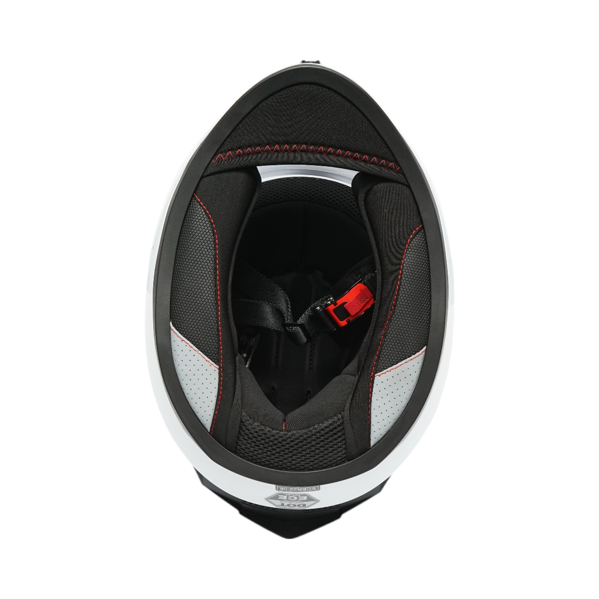 White full-face motorcycle helmet with clear visor, size XL Grit
