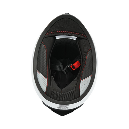 White full-face motorcycle helmet with clear visor, size XL Grit