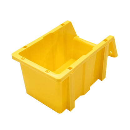 Stand with 24 boxes for storage/organization, red plastic box, yellow, 700x300x1150mm