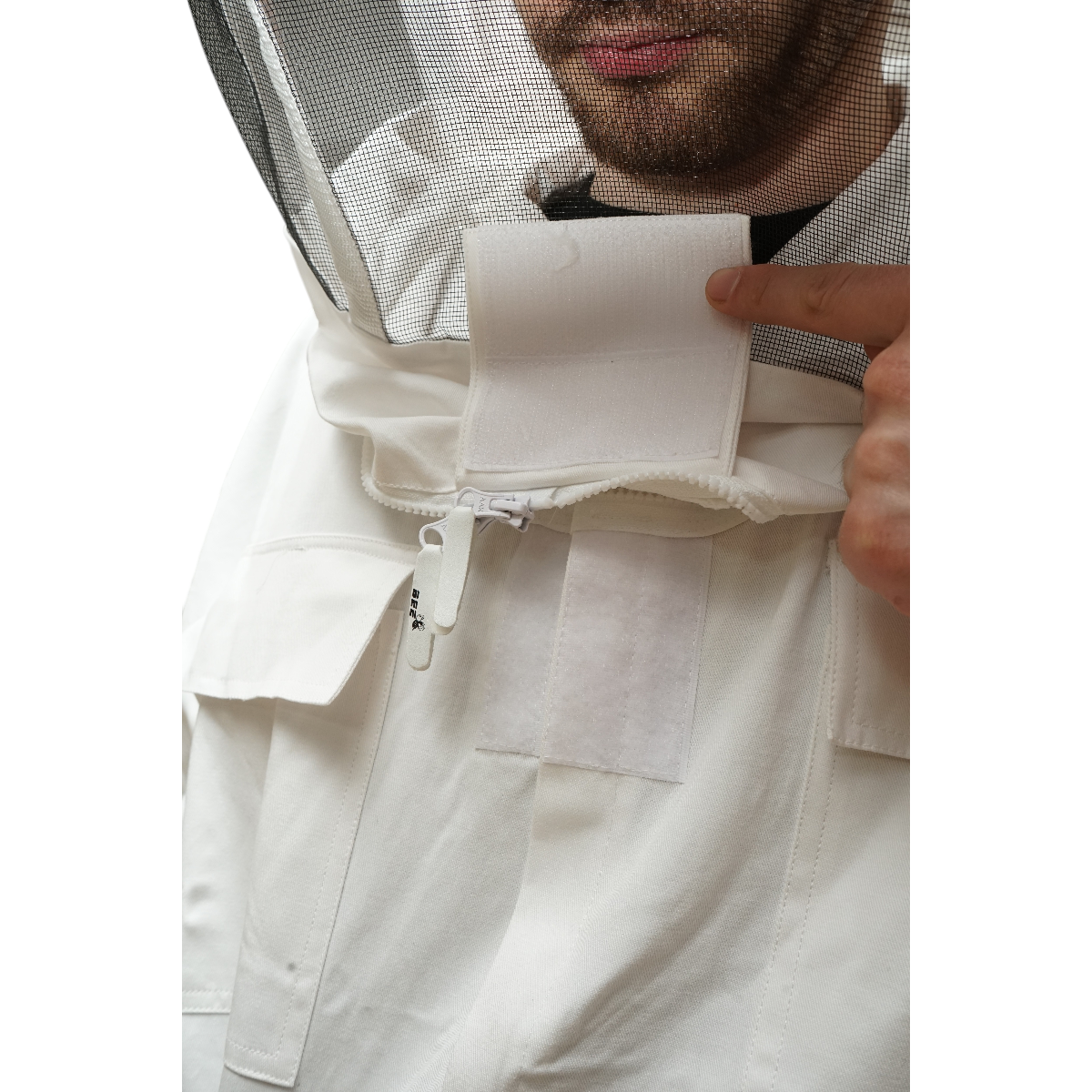 White beekeeping suit with hooded protective mask size L