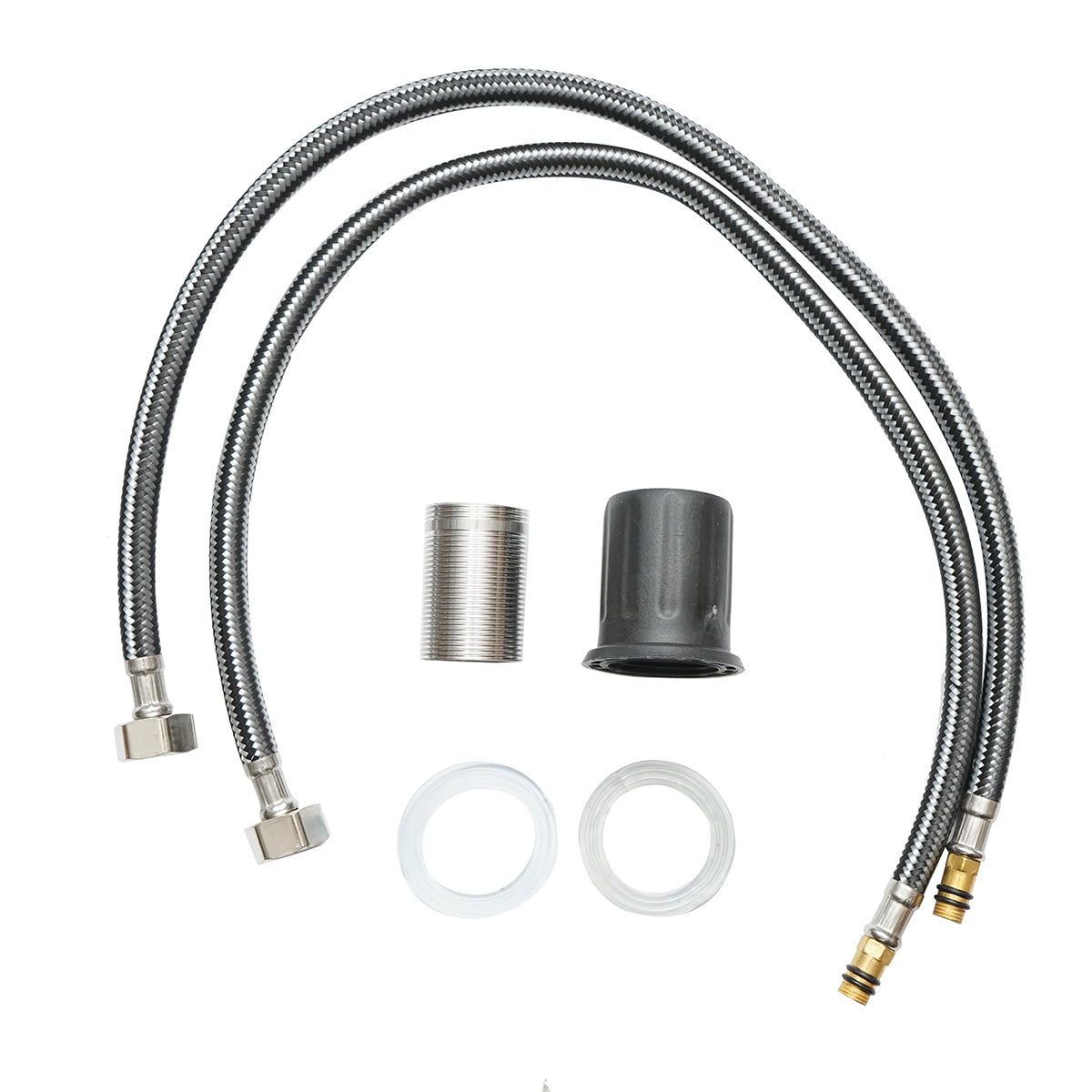 Cascade type sink faucet, single handle, matte black finish, zinc alloy material, accessories included