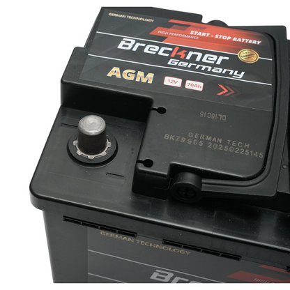 AGM start-stop car battery 12V 70 Ah, 900A at start 275x175x195mm Breckner Germany