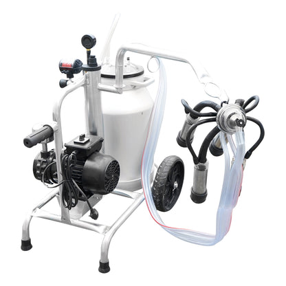 Cow milking machine with a 160cc collector group, galvanized chassis, 30L aluminum tank, 1 station, Breckner Germany stainless steel cup