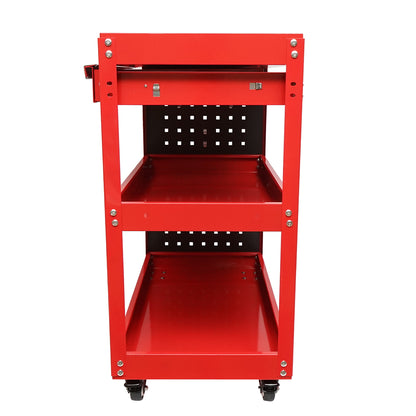 Metal trolley on wheels with 3 shelves, supports, and drawer for tools 660x360x730mm