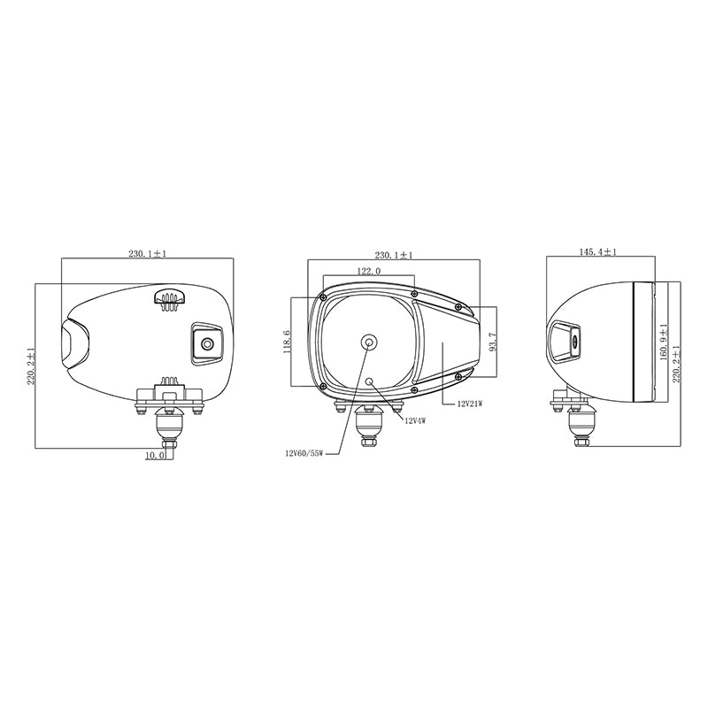 Set of headlamp type lamps with right and left signaling 12V HR-A-030 Breckner Germany