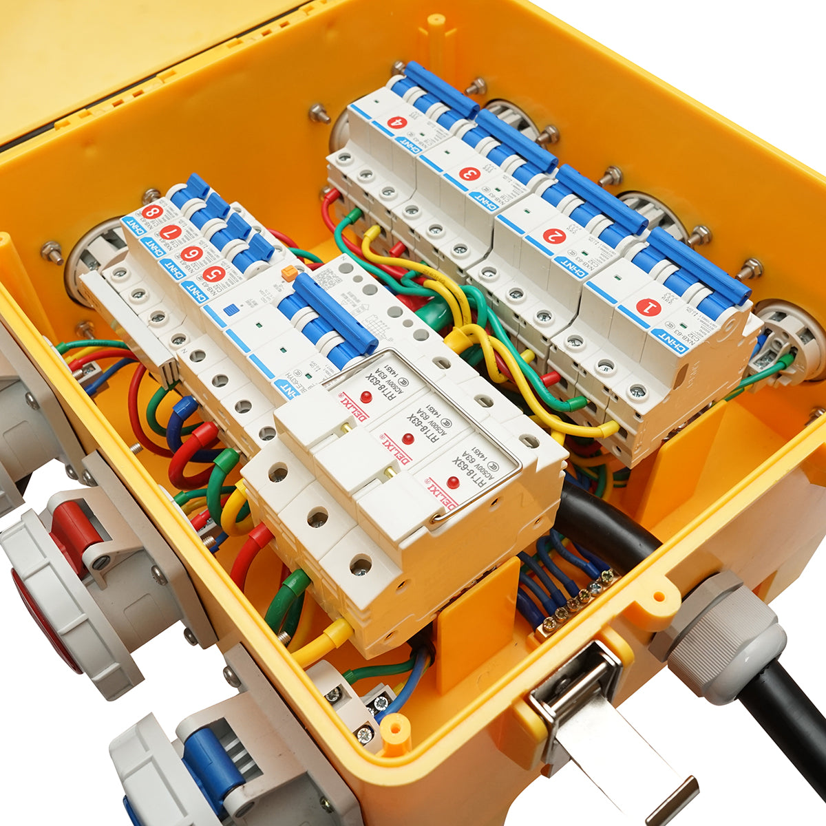 Group distribution board for portable site organization 2x415V/16A, 2x415V/32A, 2x250V/16A, 2x250V/32A, 370x340x330mm IP54/67 SUNTREE