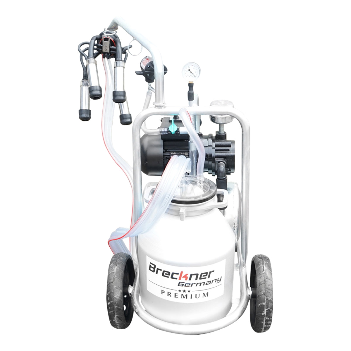 Cow milking machine with 160cc collecting group, galvanized chassis, 30L aluminum tank, 1 station Breckner Germany