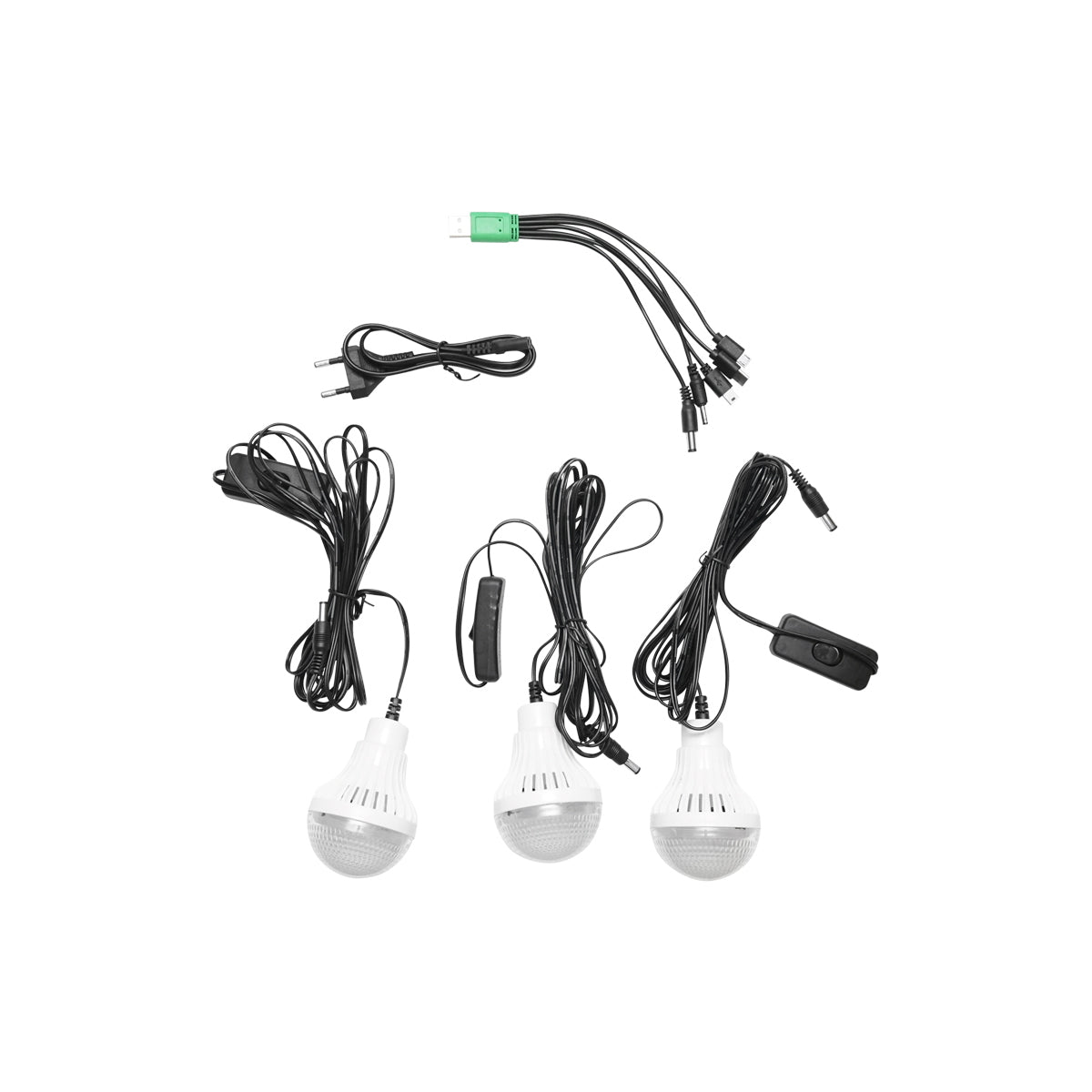 Portable LED lighting kit with 3 bulbs/projector, solar panel, and 6V, 4.5Ah battery for fishing camping GD-12