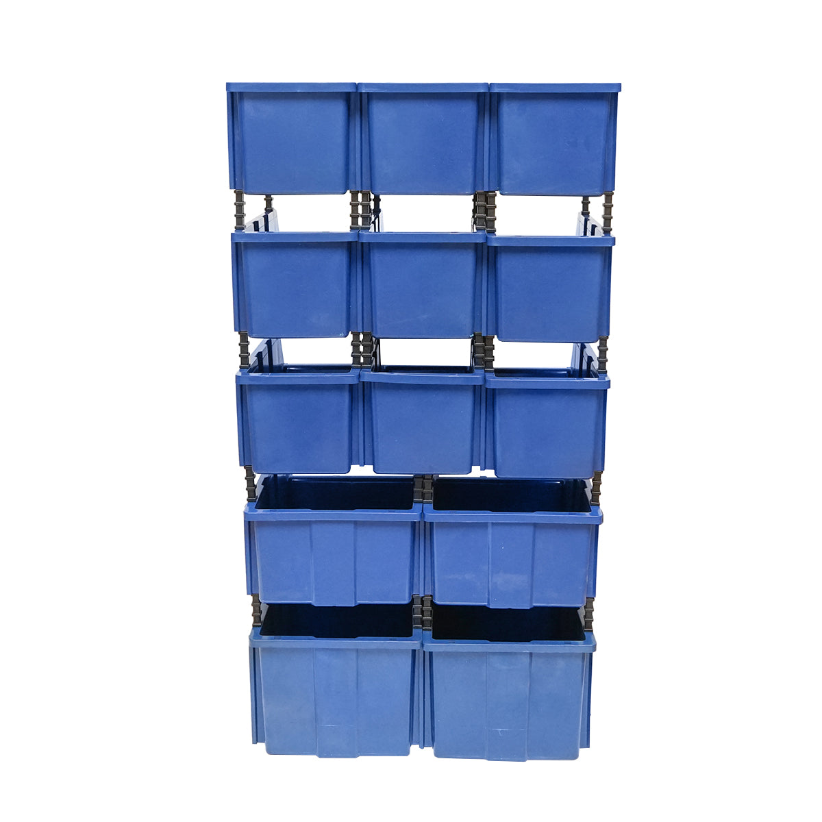 Stand with 13 storage/organization boxes, blue plastic box, 510x400x1000mm