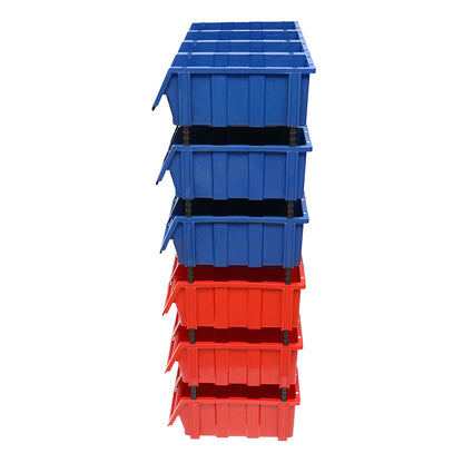 Stand with 24 boxes for storage/organization, red plastic box, blue, 700x400x1150mm
