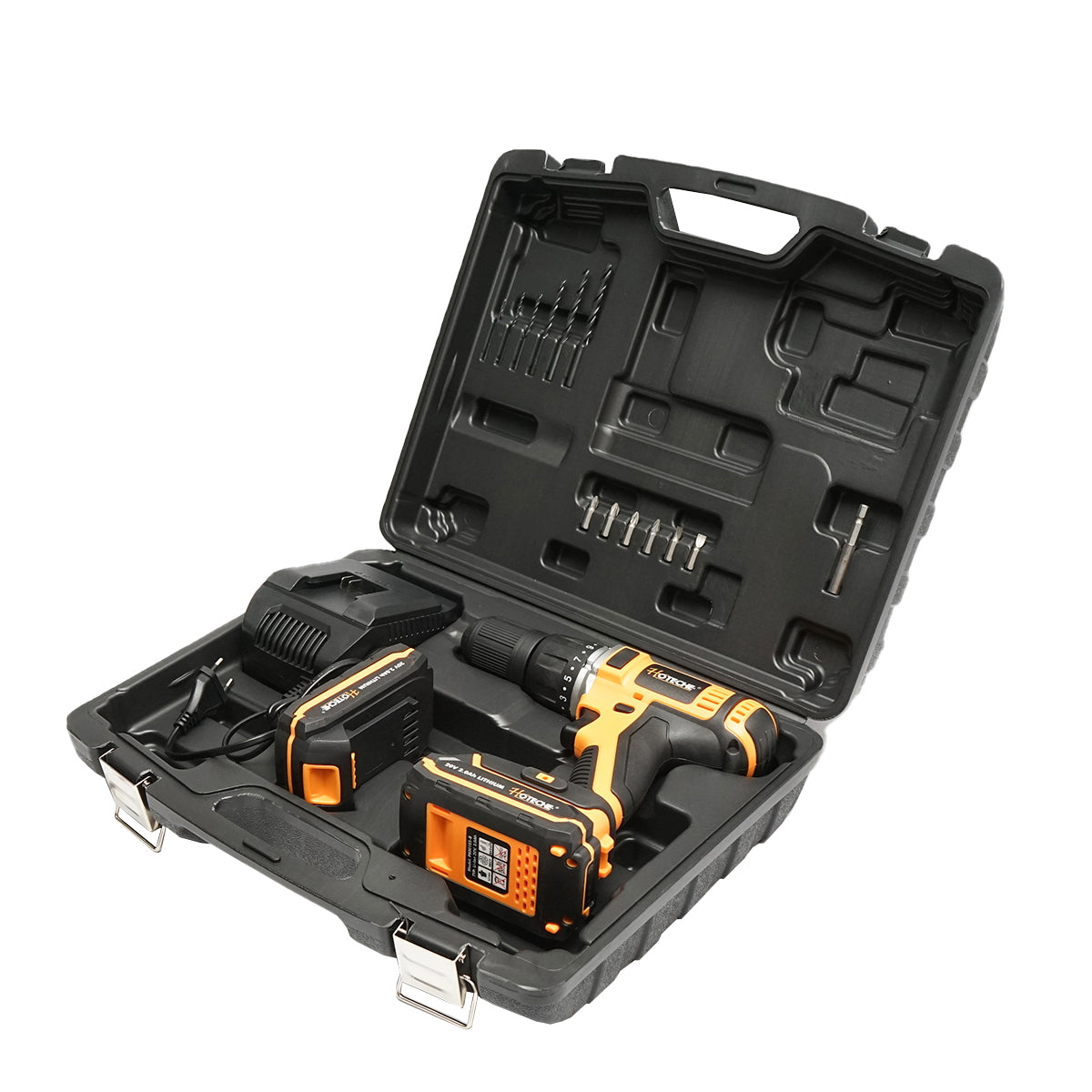 Cordless drill with 13mm chuck, 2x20V 2.0Ah battery, 1400rpm Hoteche