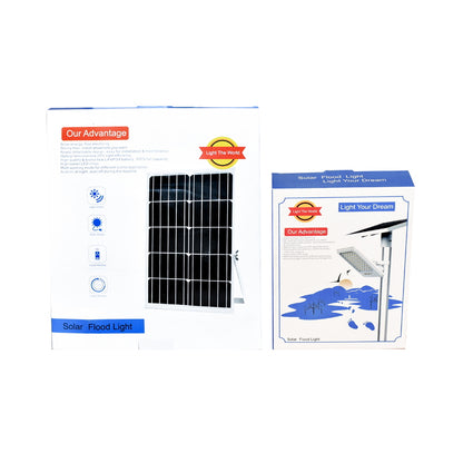 100W LED projector with 12W polycrystalline solar panel, LifePo4 battery 3.2V/12Ah, 6000K, 700lm with remote control IP66 Breckner Germany