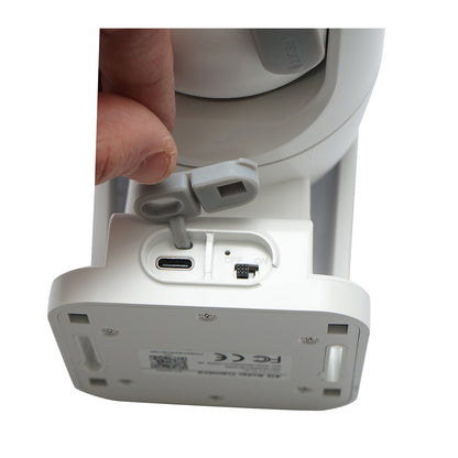 2MP surveillance camera with solar panel and 18000mAh battery, 4G SIM card, 360-degree PTZ rotation, human detection PIR, and Ubox application.