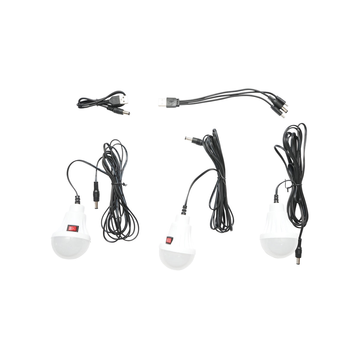 Portable LED lighting kit with 3 bulbs/projector, solar panel, and 3.7V, 5500Ah battery for fishing camping GD-P30