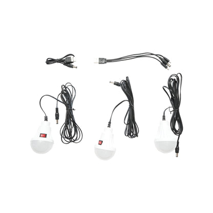 Portable LED lighting kit with 3 bulbs/projector, solar panel, and 3.7V, 5500Ah battery for fishing camping GD-P30