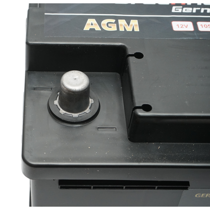 AGM start-stop car battery 12V 105 Ah, 1100A start 392x175x195mm Breckner Germany