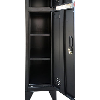 Double metal cabinet locker type with 2 secured doors 1850x380x450mm, black Breckner Germany