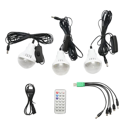 Portable LED lighting kit with 3 bulbs/projector, solar panel FM radio, MP3 and 4500 mAh battery for fishing camping GD-8028COB
