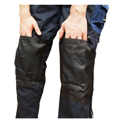 Work pants with bib, polyester and cotton overalls, navy blue, M Breckner Germany