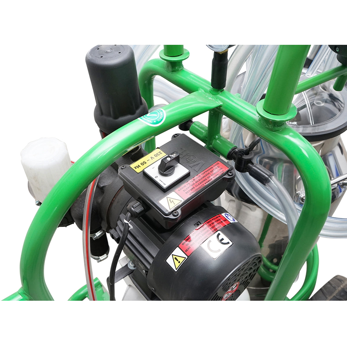 Milk milking machine for 2 cows with a 40L stainless steel bottle, vacuum reservoir Breckner Germany