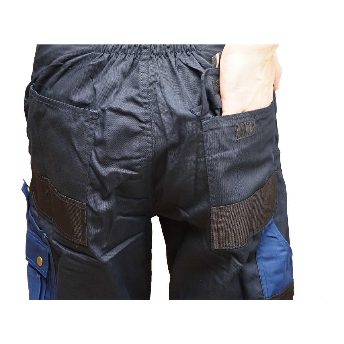 Work pants with bib, polyester and cotton overalls, navy blue, M Breckner Germany