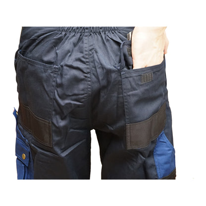 Work pants with bib, polyester and cotton overalls, navy blue, M Breckner Germany