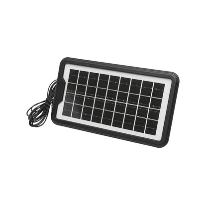 Portable LED lighting kit with 3 bulbs/projector, FM radio, solar panel remote control and 6V, 3 Ah battery for fishing camping GD-8060