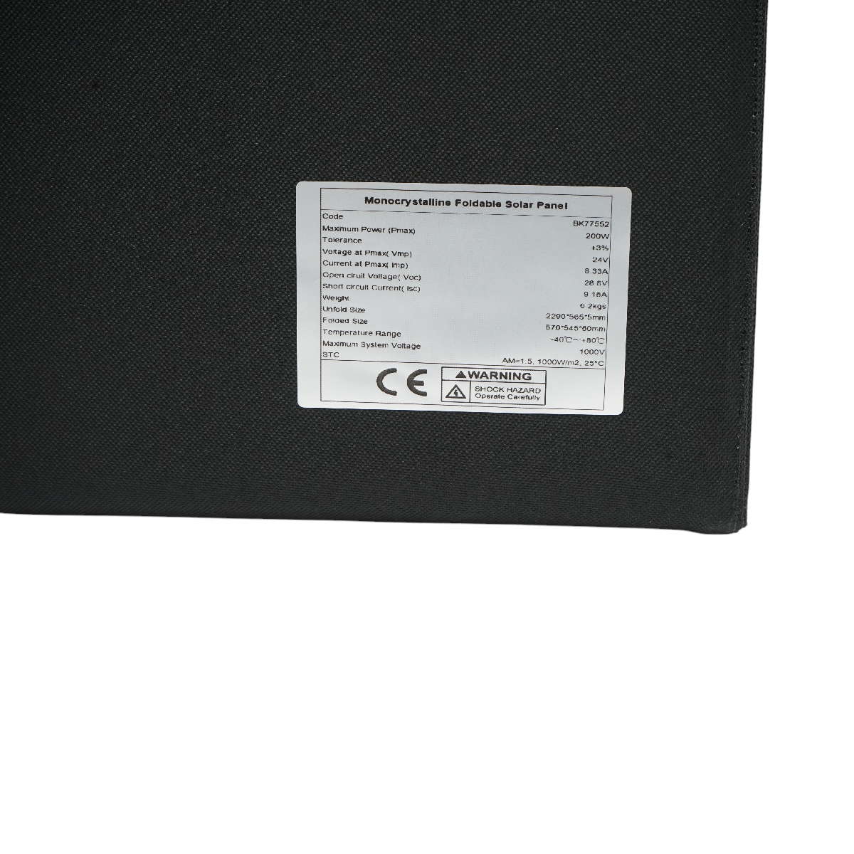 Monocrystalline photovoltaic solar panel 200W, foldable suitcase type 570x54550mm