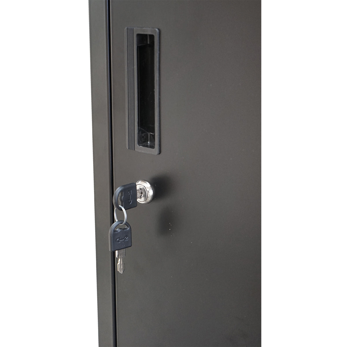 Double metal cabinet locker type with 2 secured doors 1850x380x450mm, black Breckner Germany
