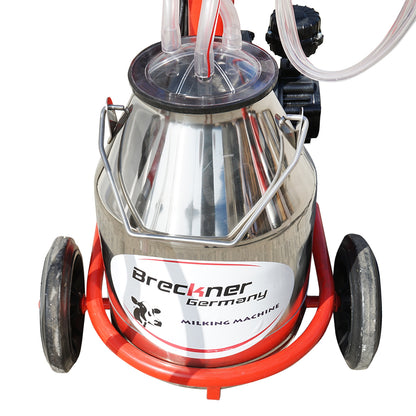 Milking machine for cows, 2 positions, 30L stainless steel tank with vacuum frame, Breckner Germany