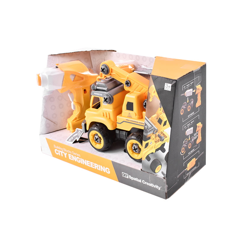 Remote control crane toy construction vehicle that can be assembled DIY