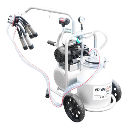 Cow milking machine with 160cc collecting group, galvanized chassis, 30L aluminum tank, 1 station Breckner Germany