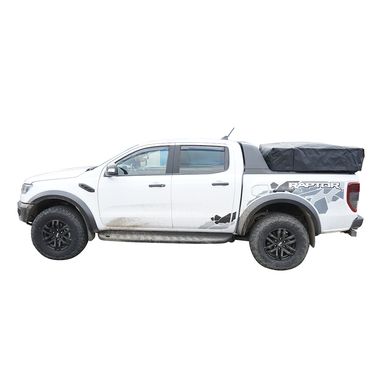 Waterproof car tent for 2 people, attachment to the roof with a platform and ladder