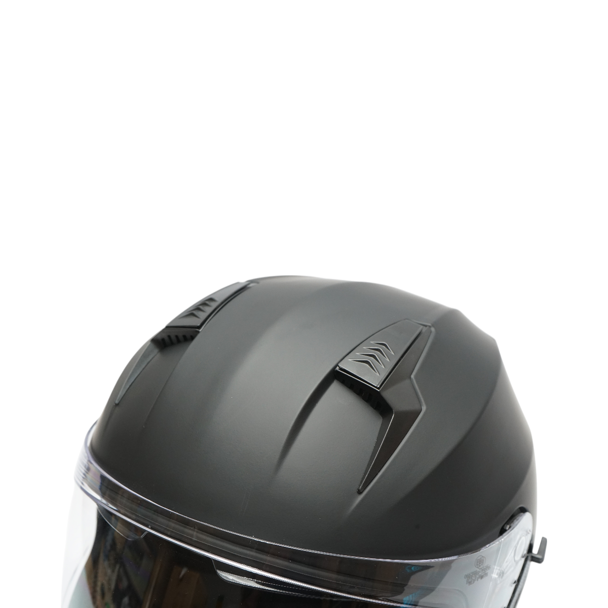 Matte black full face motorcycle helmet with a clear visor and sunglasses, size L Arcane II